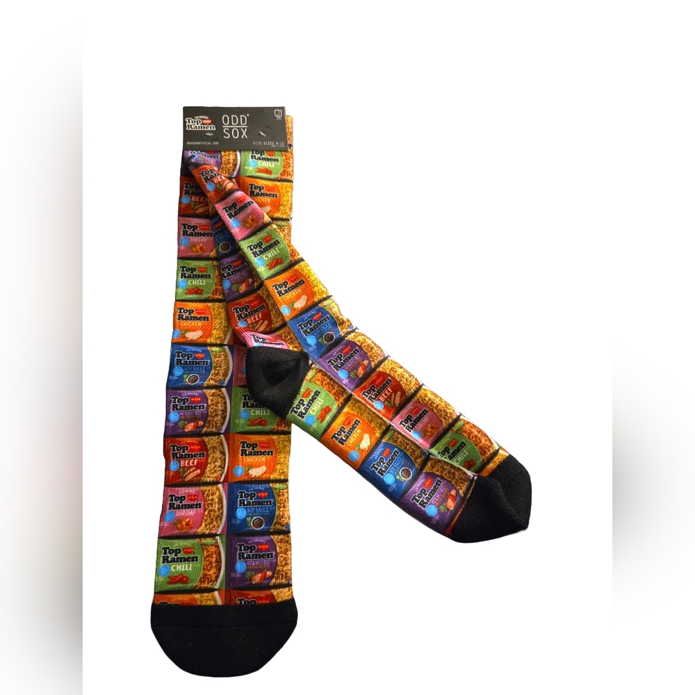 Odd Sox Top Ramen Socks – Colorful Foodie Crew Socks (Fits 8–12)